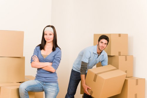 Moving van near residential streets and flats in Enfieldhighway