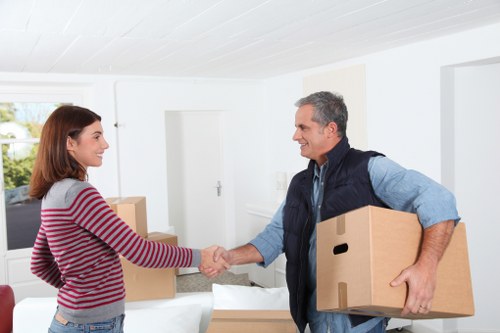 Office furniture and equipment prepared for a local commercial move