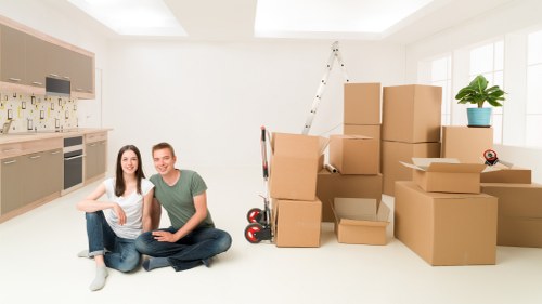 Secure transport setup inside a removals van for household items