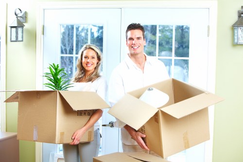 Packed boxes and household items prepared for transport