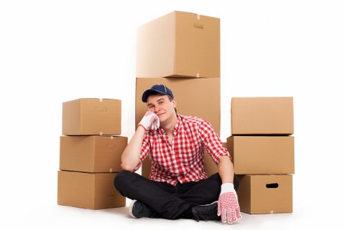 Packed boxes and furniture ready for local house removals