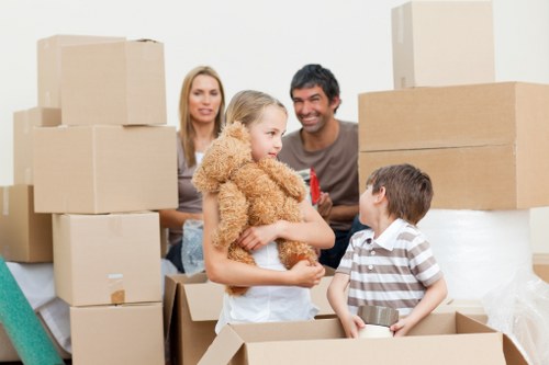 Packed household items secured inside a removal van